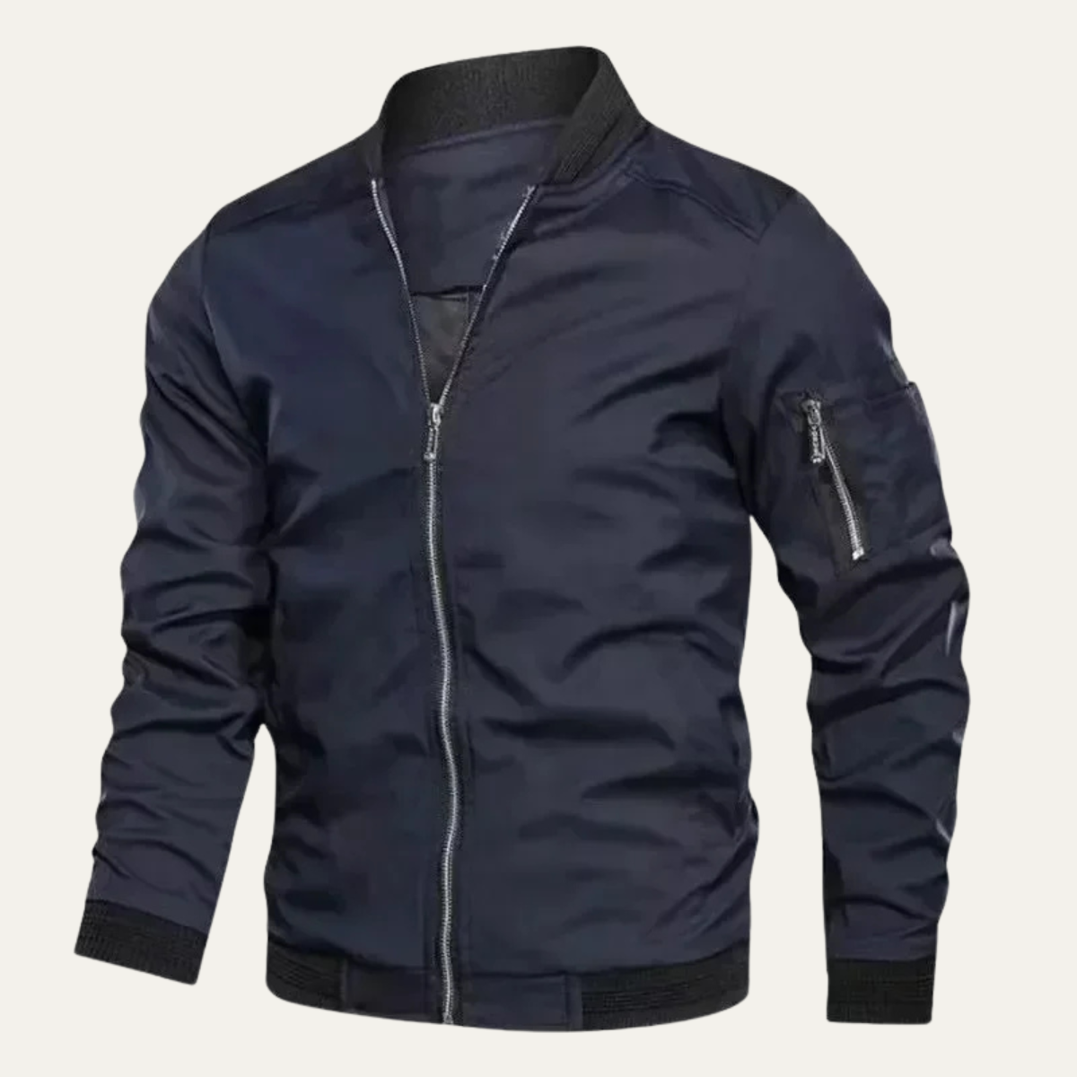 Kade | Men's Casual Zip Up Bomber Jacket Beige Black