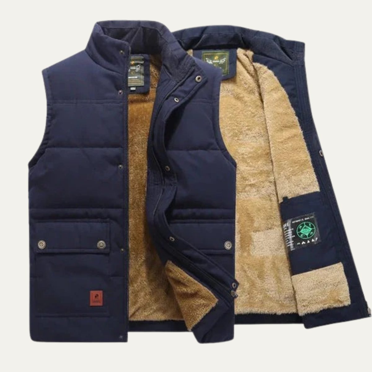 Rowan | Men's Puffer Vest Navy Down Filled Quilted Utility Pockets