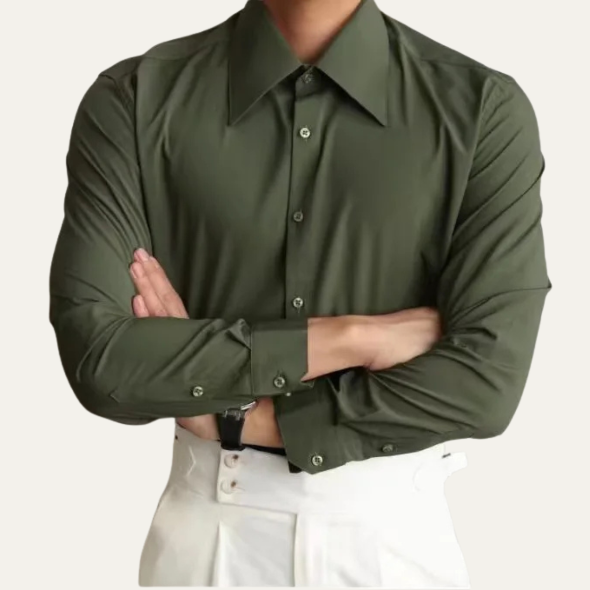 Sage | Men's Dress Shirt White Long Sleeve Button Up