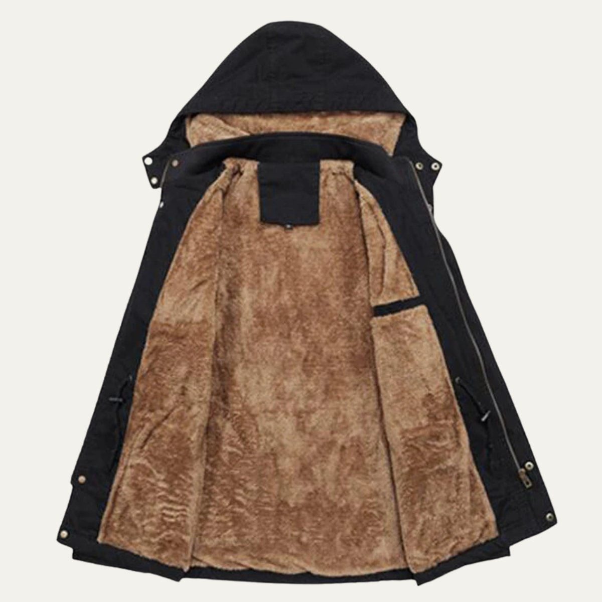 Jude | Men's Military Hooded Parka Black Sherpa Lined