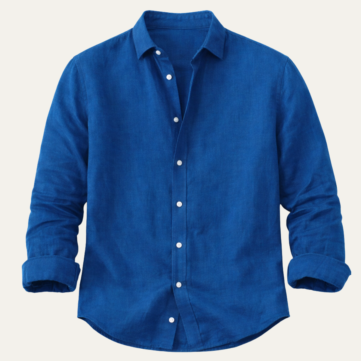 Beau | Men's Casual Linen Shirt Blue Long Sleeve Button Up