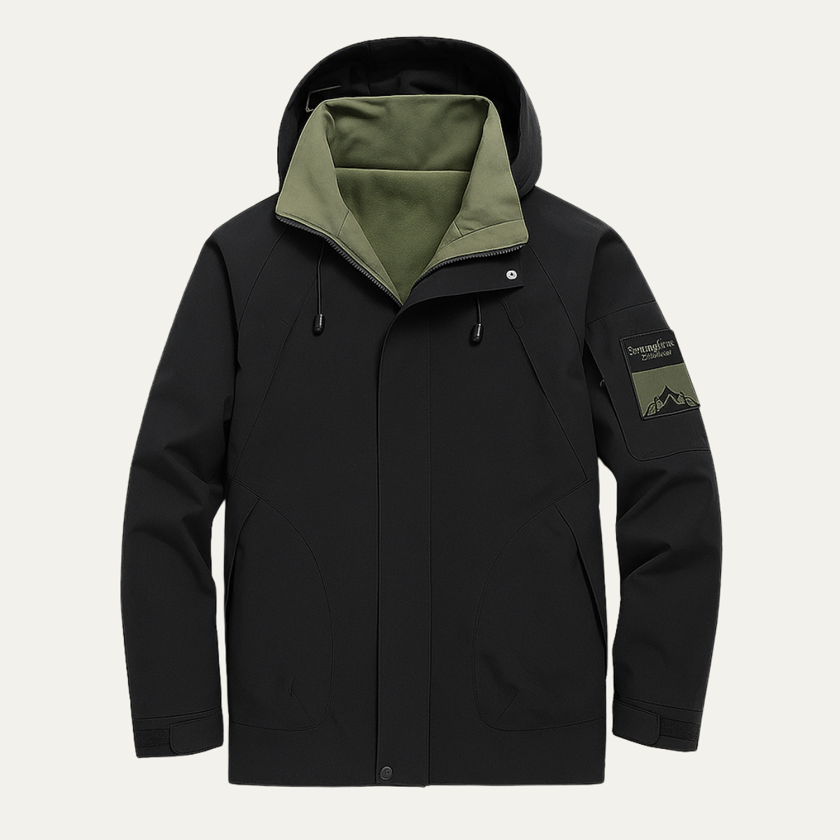 Ada | Men's Windproof Rain Jacket Black Hooded Outdoor