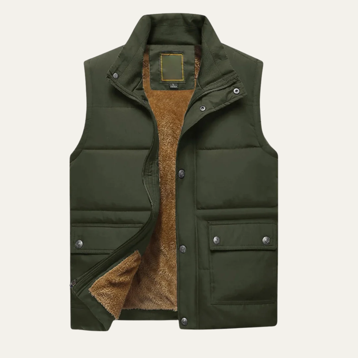 Ash | Men's Black Puffer Vest Sherpa Lined With Pockets