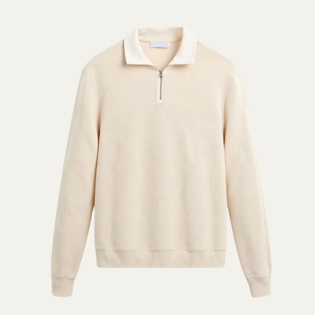 Bram | Men's Quarter Zip Sweater Cream Collared Long Sleeve