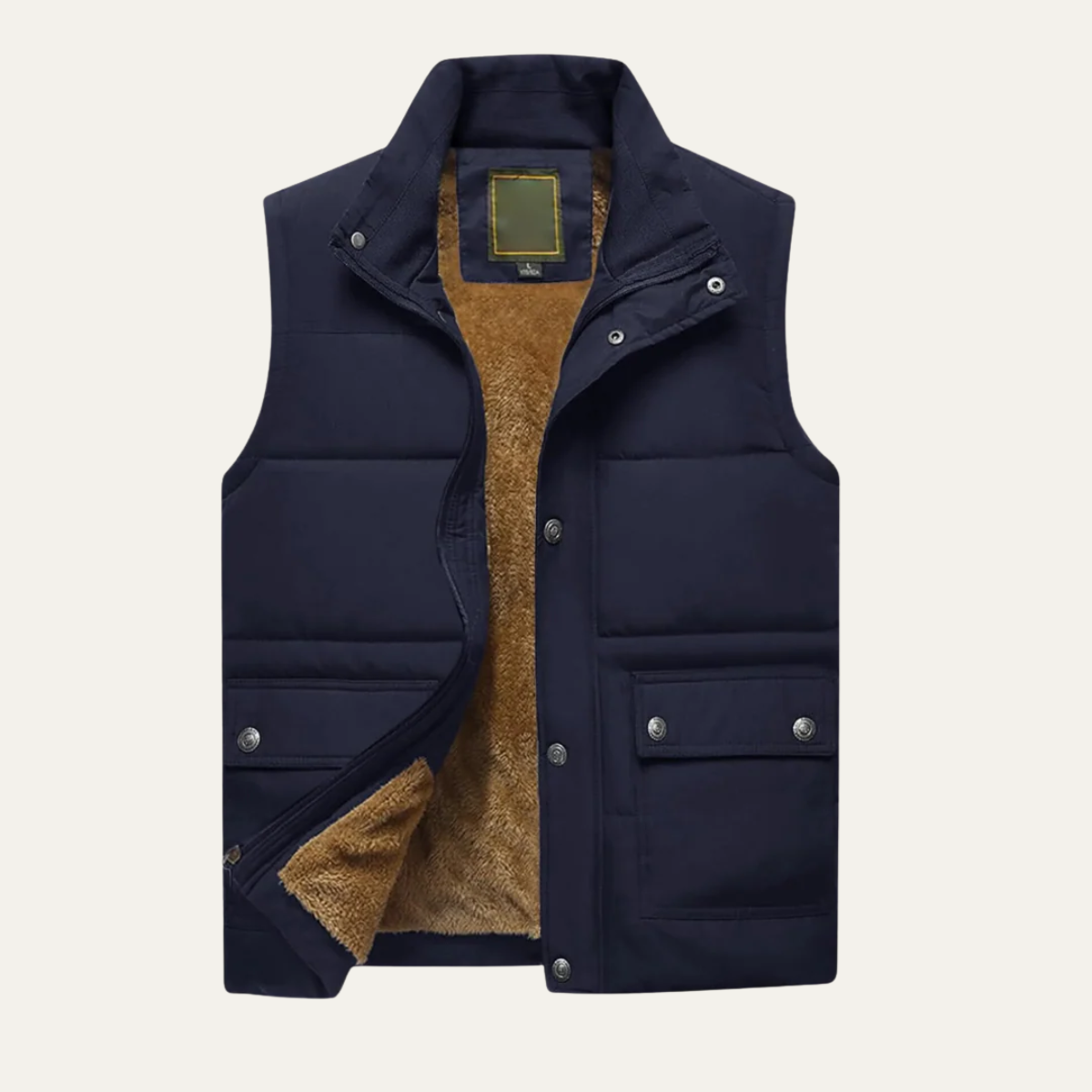 Ash | Men's Black Puffer Vest Sherpa Lined With Pockets