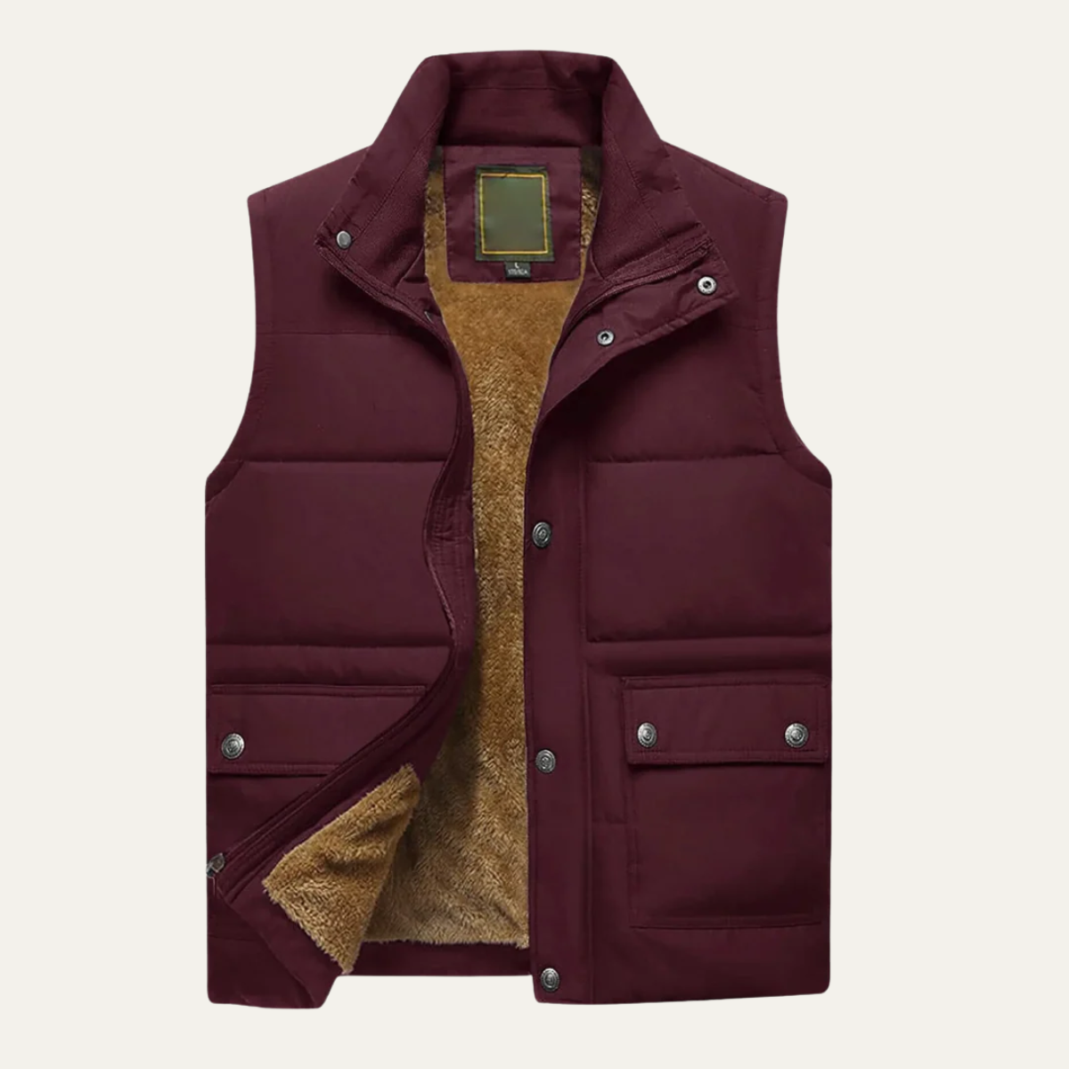Ash | Men's Black Puffer Vest Sherpa Lined With Pockets