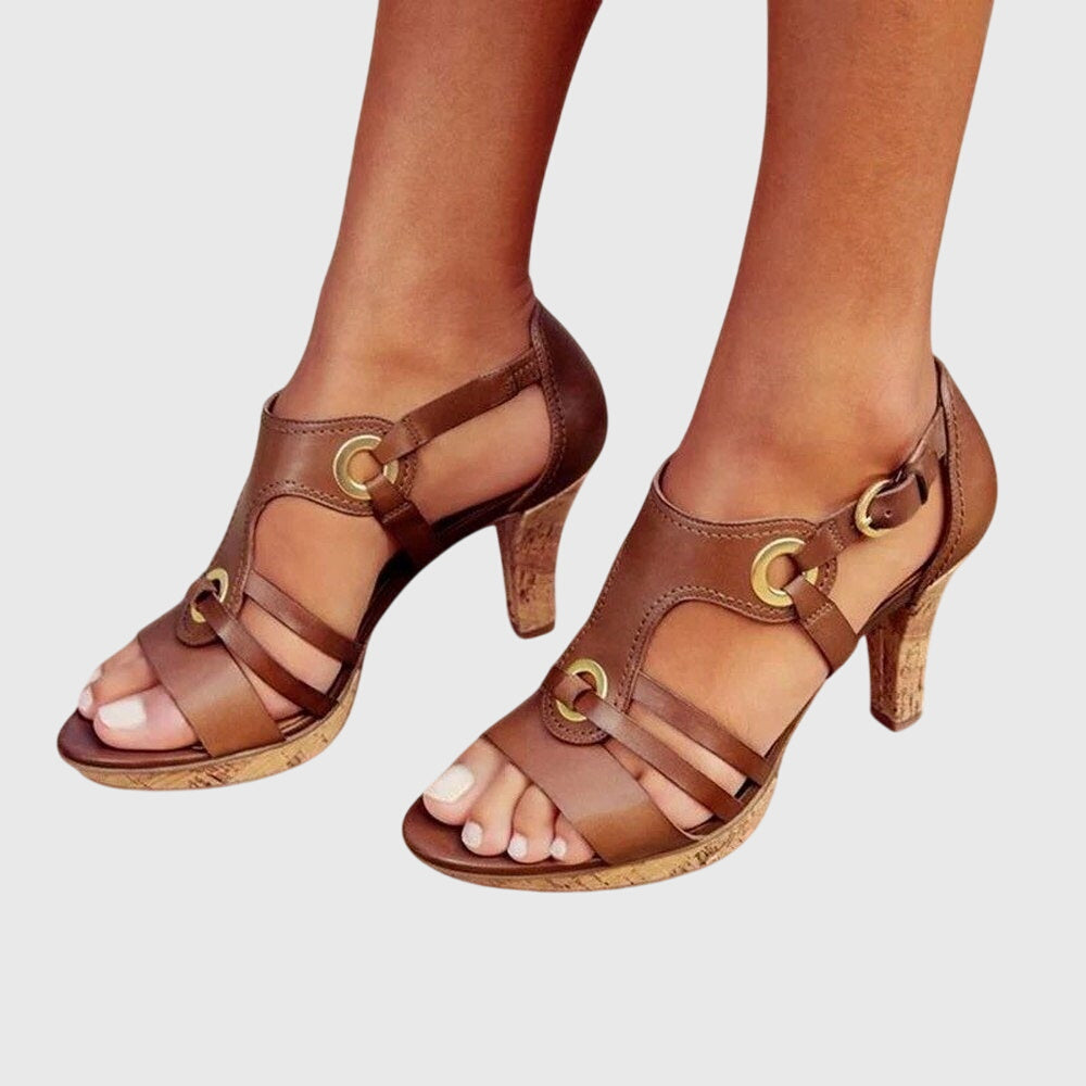 Maren | Women's Strappy Block Heel Sandals Brown