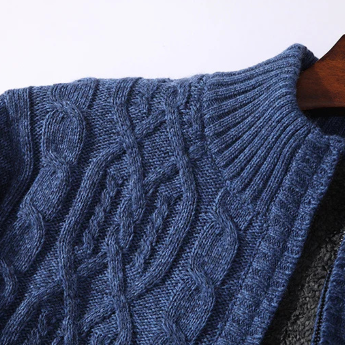 Beau | Men's Cable Knit Cardigan Blue