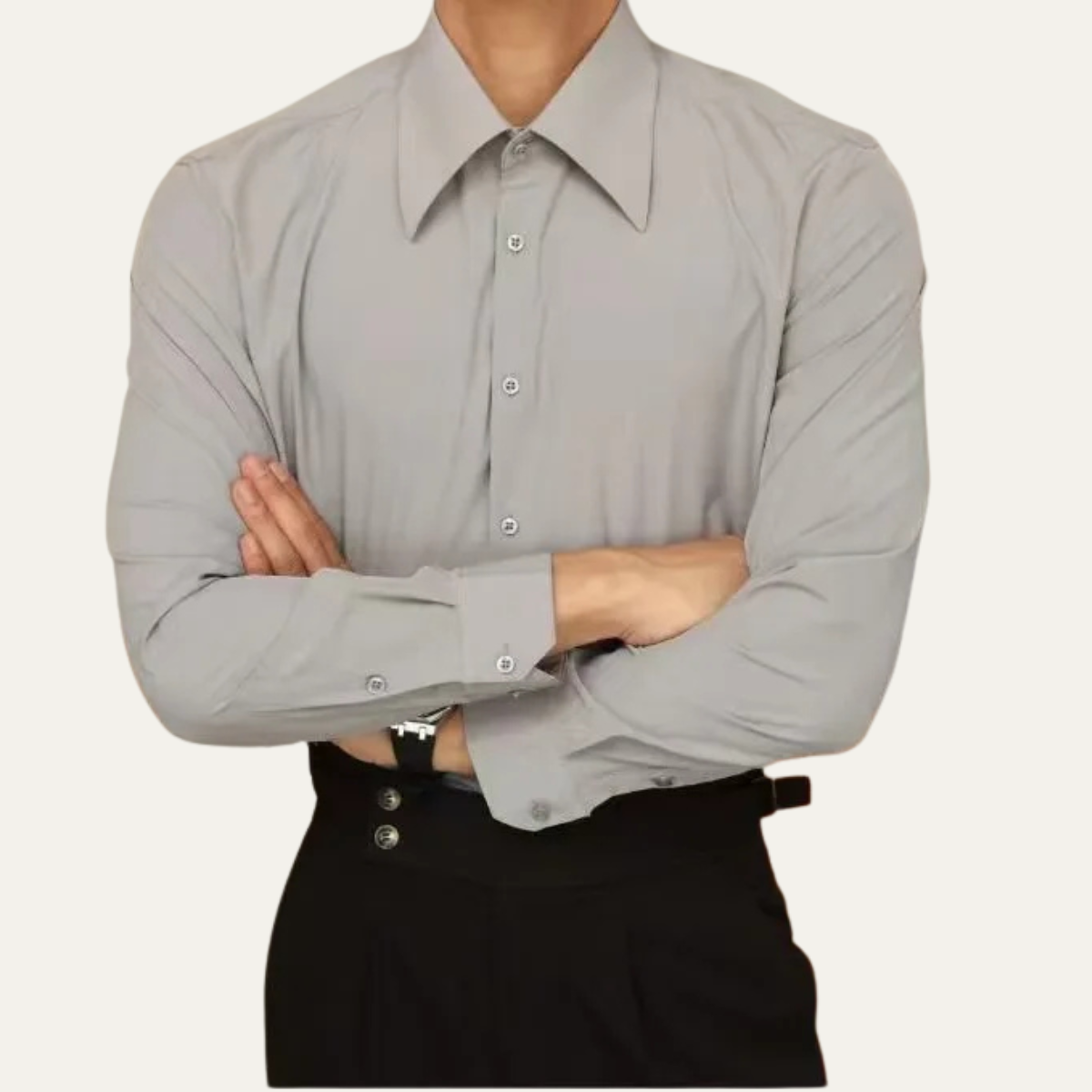 Axel | Men's Dress Shirt Black Long Sleeve Button Up