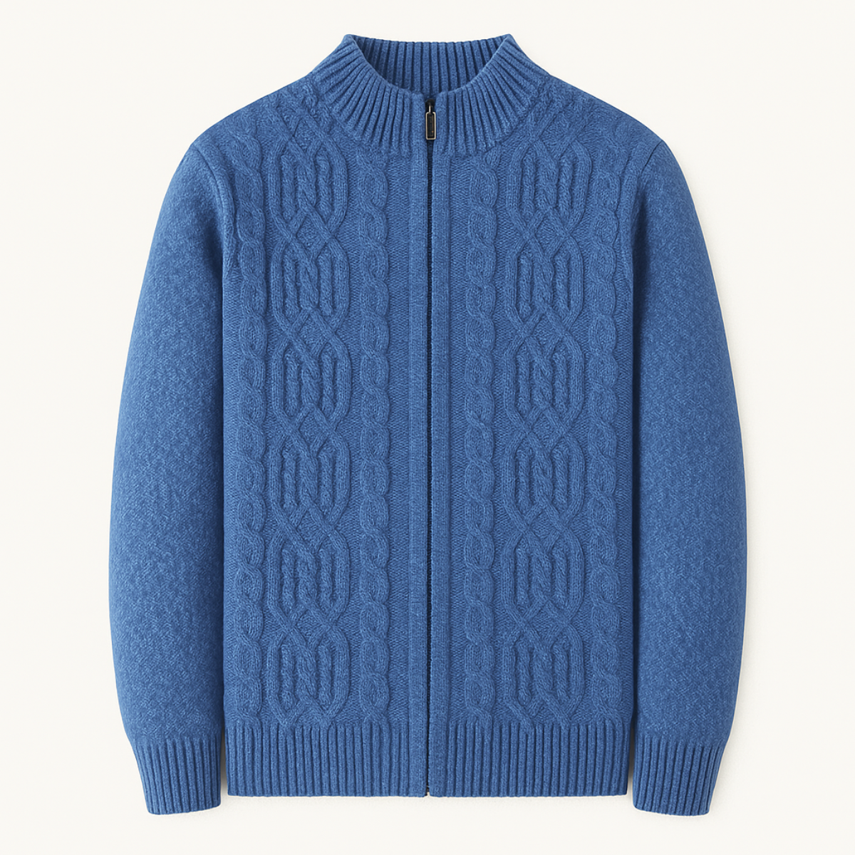Beau | Men's Cable Knit Cardigan Blue