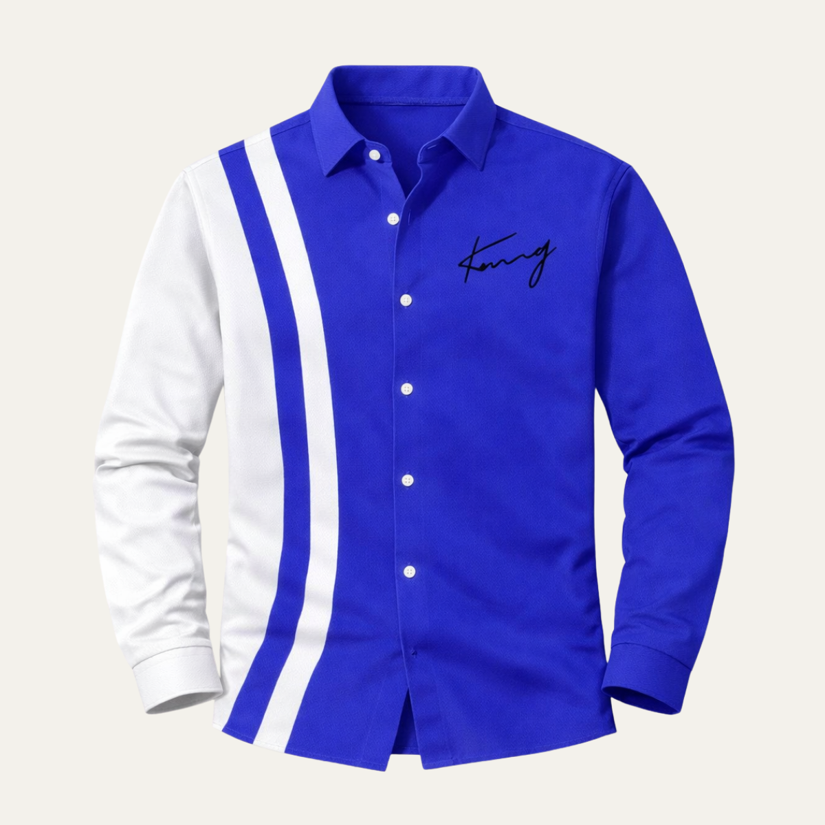 Axel | Men's Casual Color Block Striped Button Up Shirt Blue White