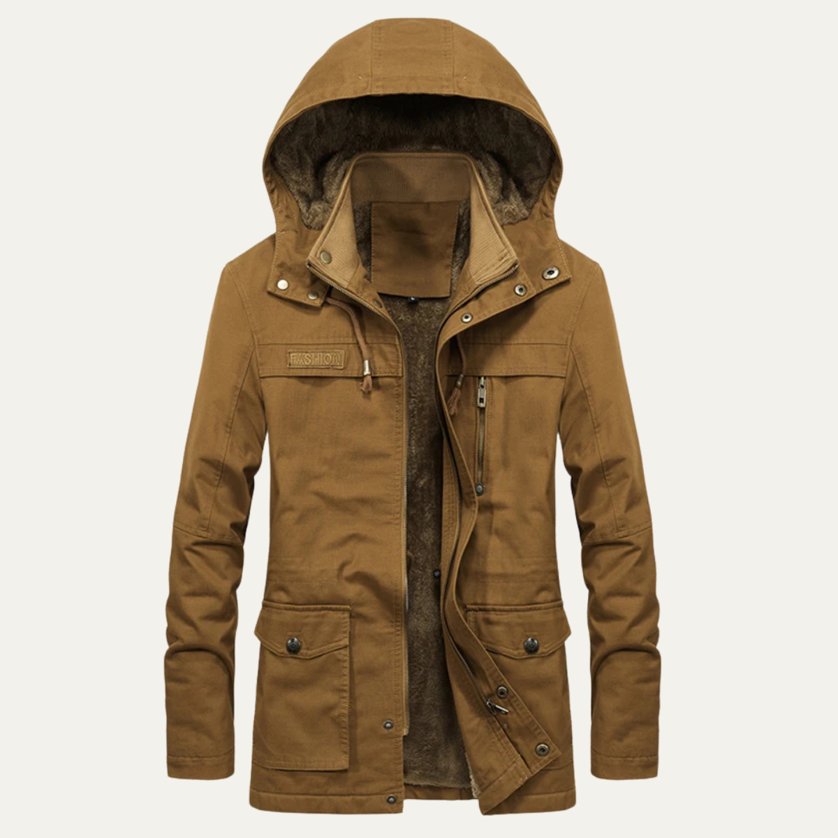Jude | Men's Military Hooded Parka Black Sherpa Lined