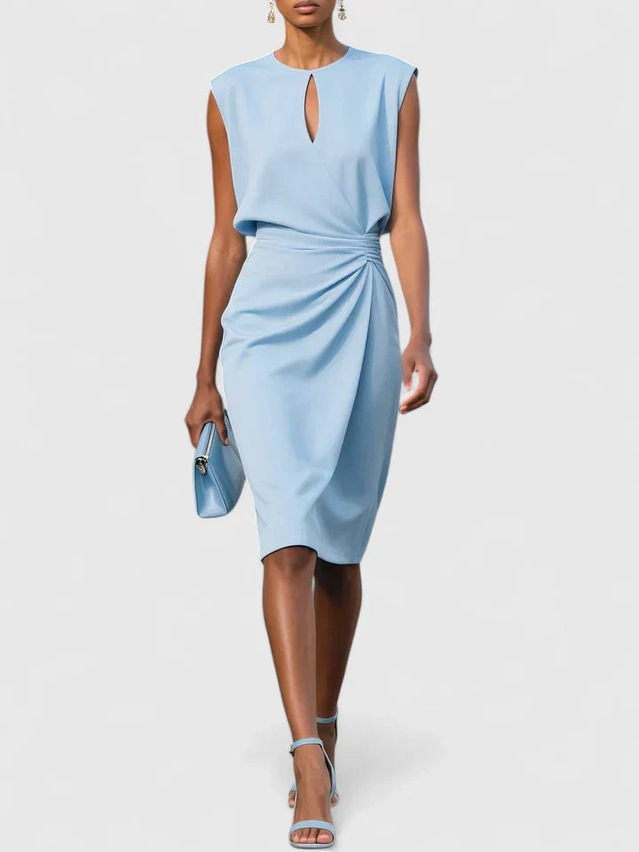 Isla | Women's Wrap Midi Dress Light Blue Sleeveless
