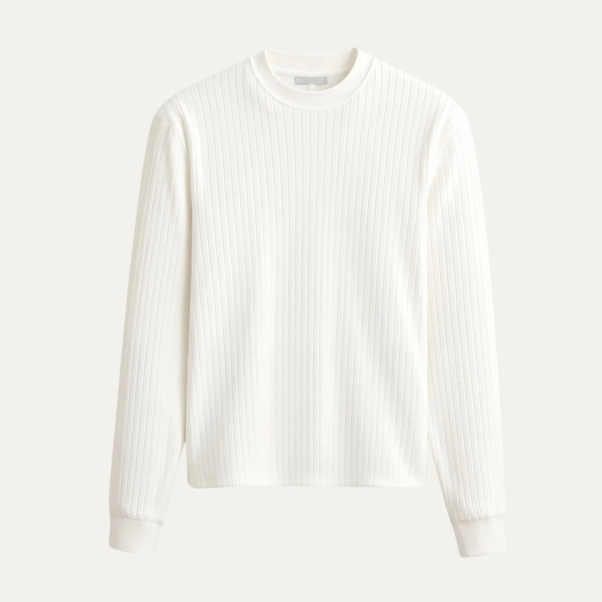 Ash | Men's Ribbed Crew Neck Sweater Cream Long Sleeve