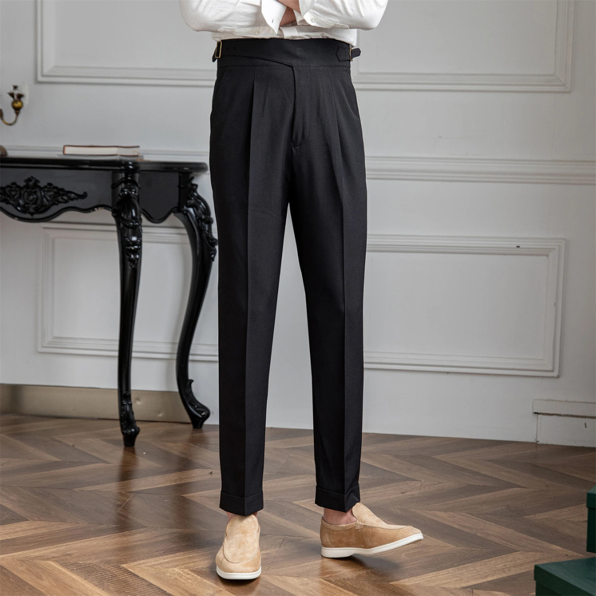 Callum | Men's Pleated Dress Pants Beige