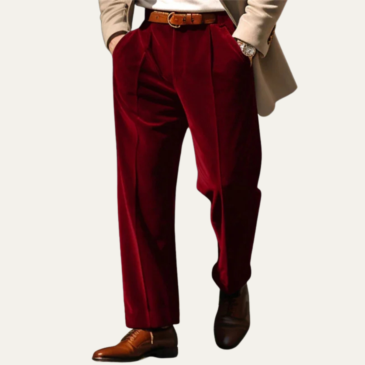 Jasper | Men's Pleated Dress Pants Burgundy