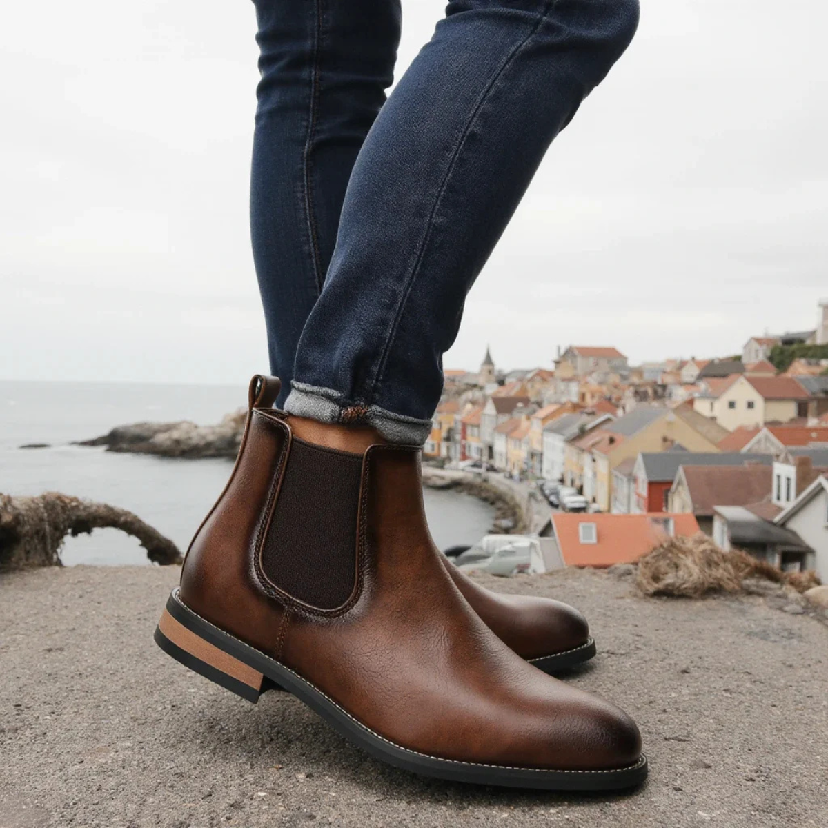 Mason | Men's Smart Casual Leather Chelsea Boots Brown