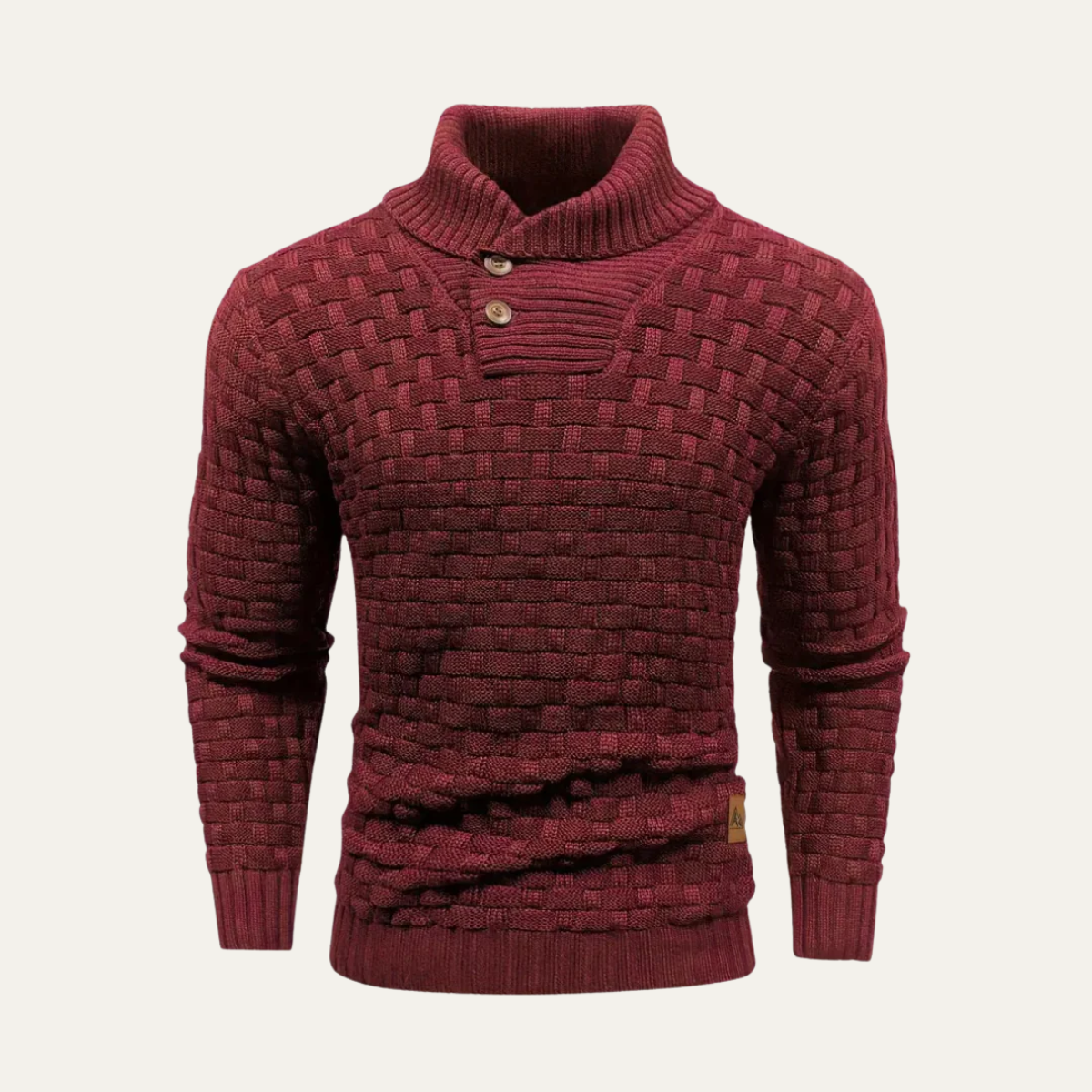Beau | Men's Chunky Knit Sweater Navy Shawl Collar Button