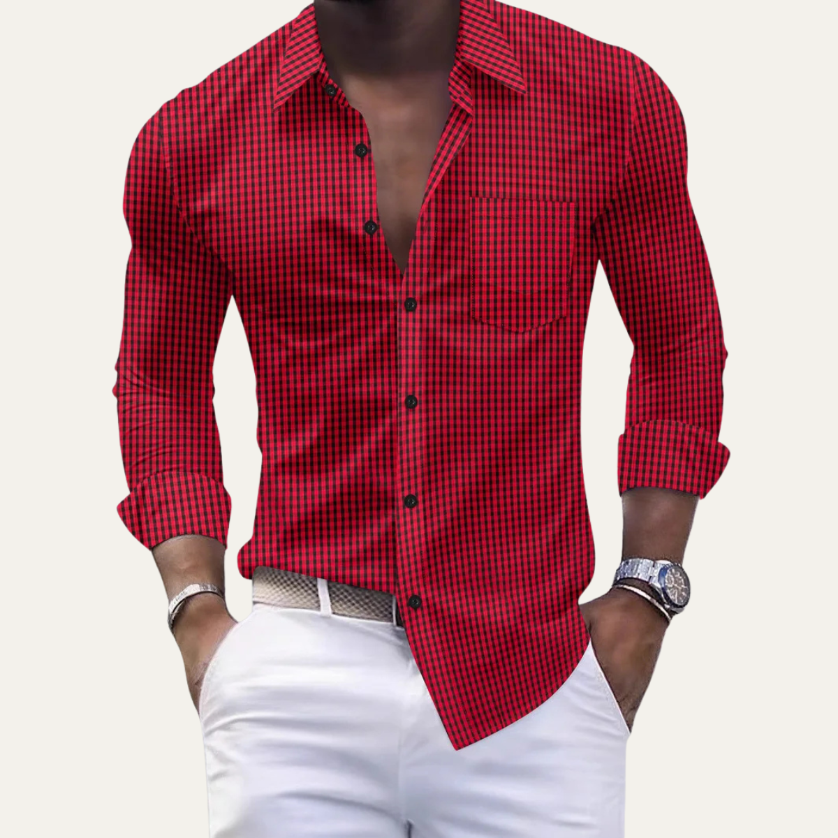 Ash | Men's Check Button Up Shirt Black White