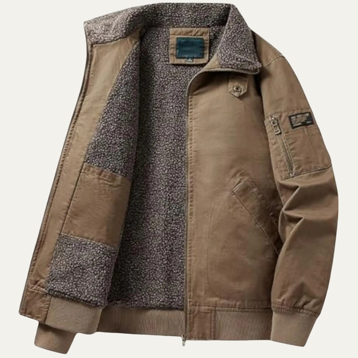 Sage | Men's Black Bomber Jacket Sherpa Lined Warm Winter