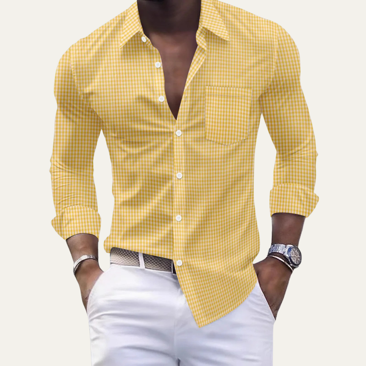 Ash | Men's Check Button Up Shirt Black White