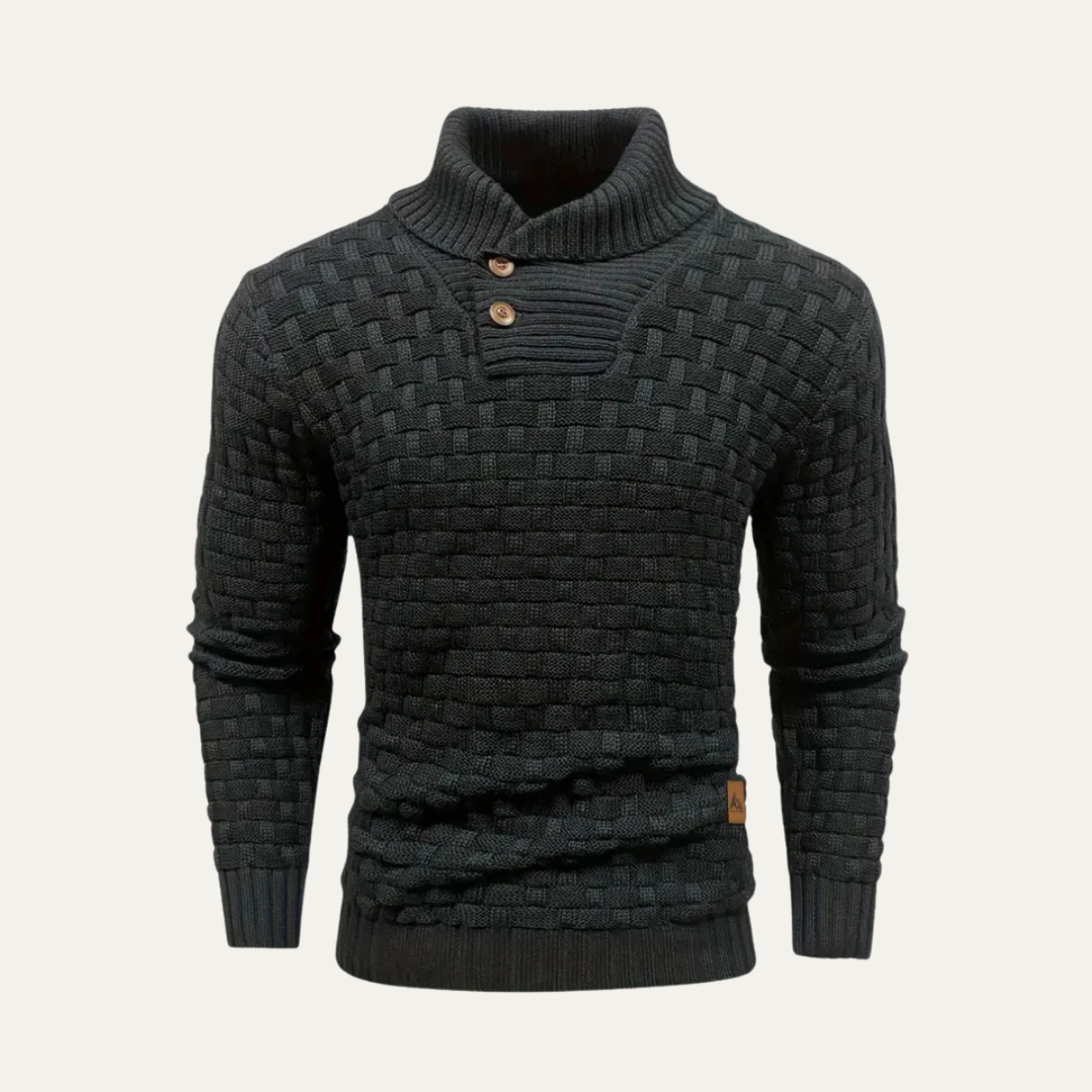 Beau | Men's Chunky Knit Sweater Navy Shawl Collar Button