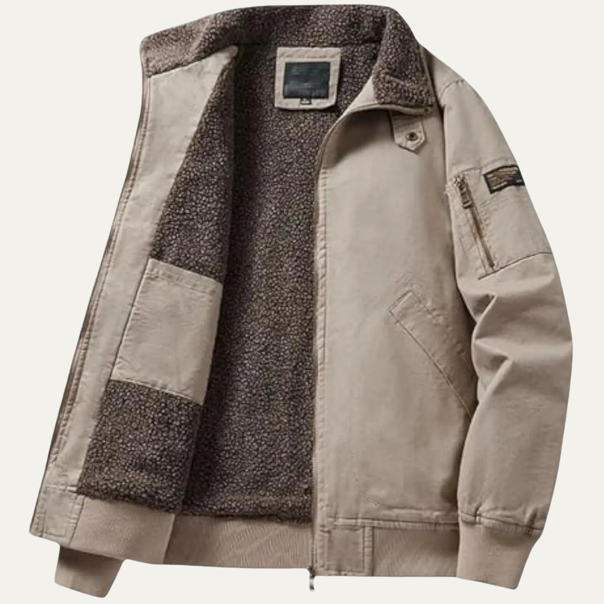 Sage | Men's Black Bomber Jacket Sherpa Lined Warm Winter