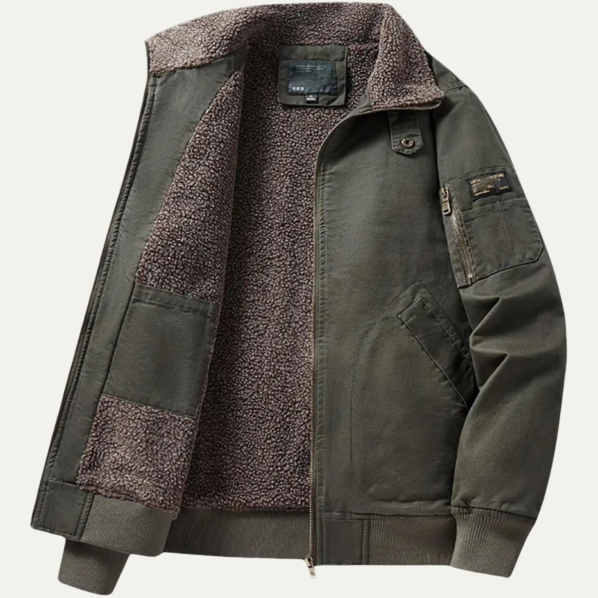 Sage | Men's Black Bomber Jacket Sherpa Lined Warm Winter