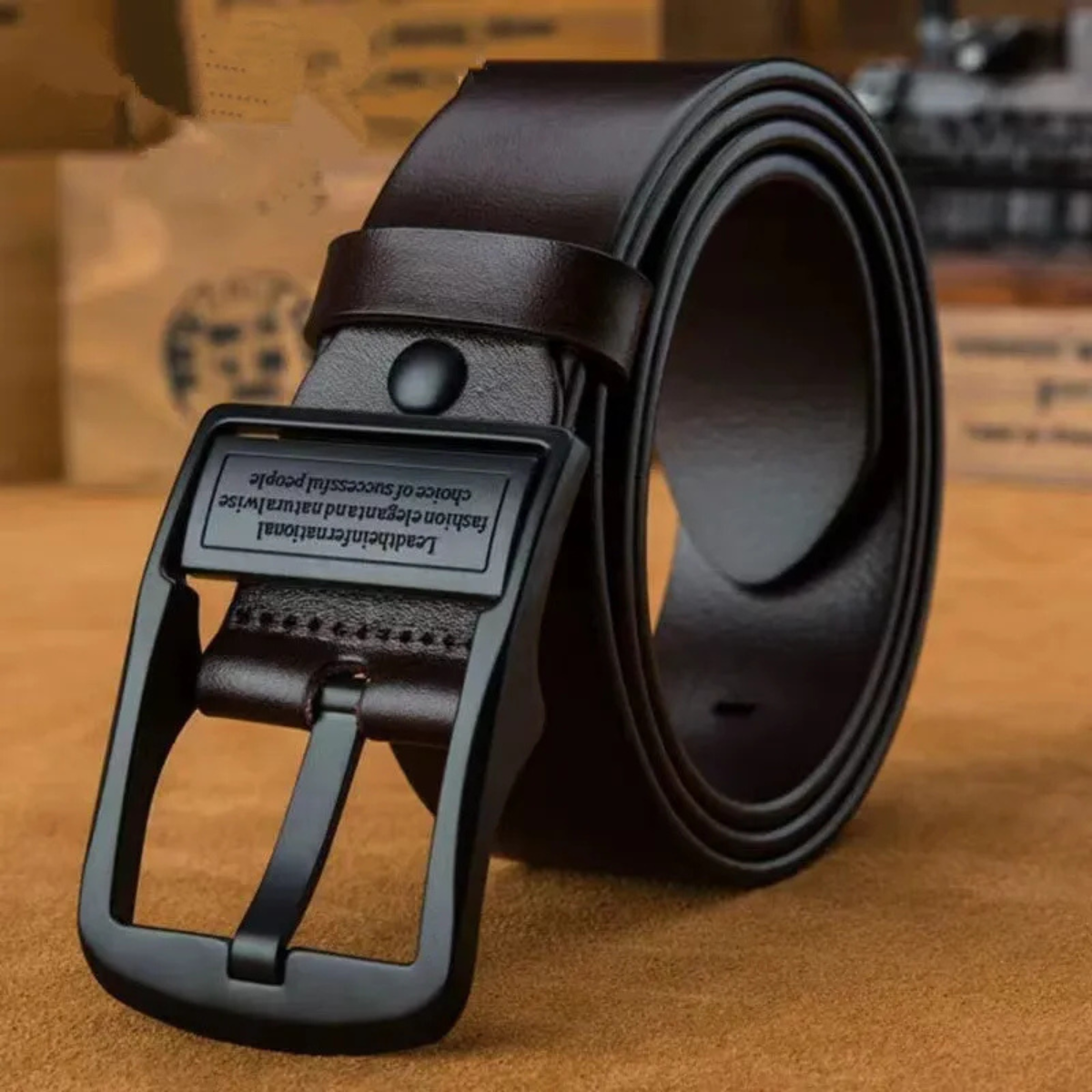 Axel | Men's Classic Leather Belt Black Silver Buckle
