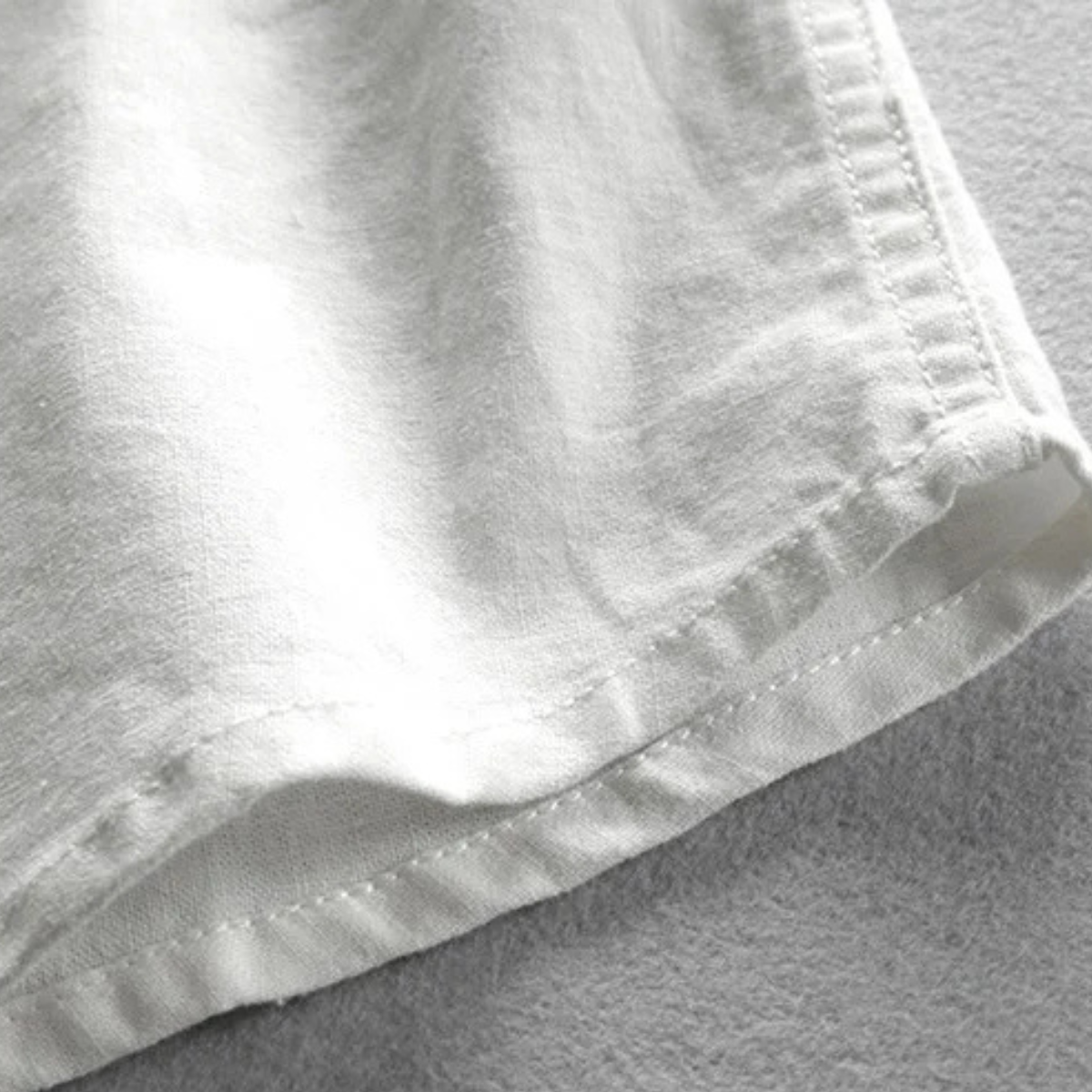 Kai | Men's Linen Cotton Stand Collar Shirt White