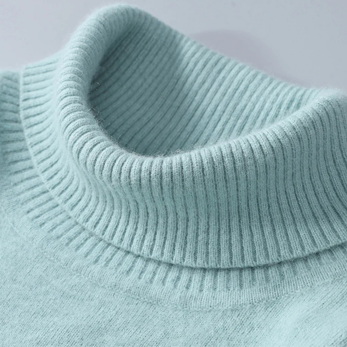 Voss | Men's Turtleneck Sweater Light Blue Cashmere