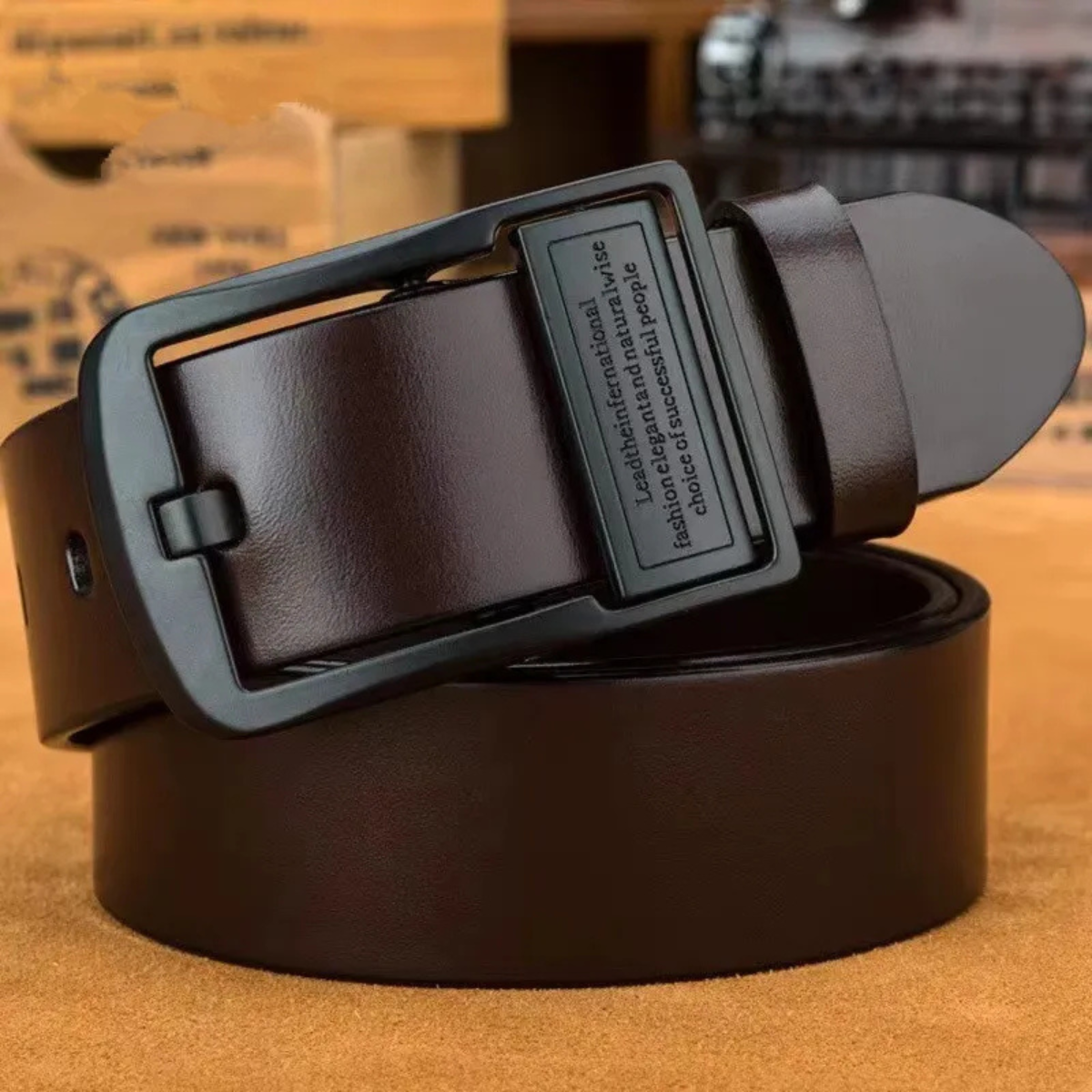 Axel | Men's Classic Leather Belt Black Silver Buckle