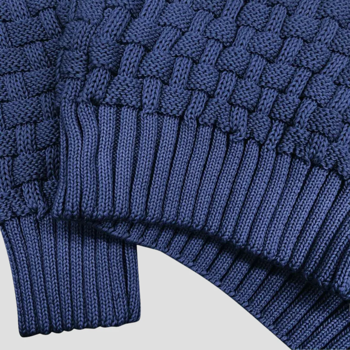 Axel | Men's Chunky Knit Sweater Navy Turtleneck Button