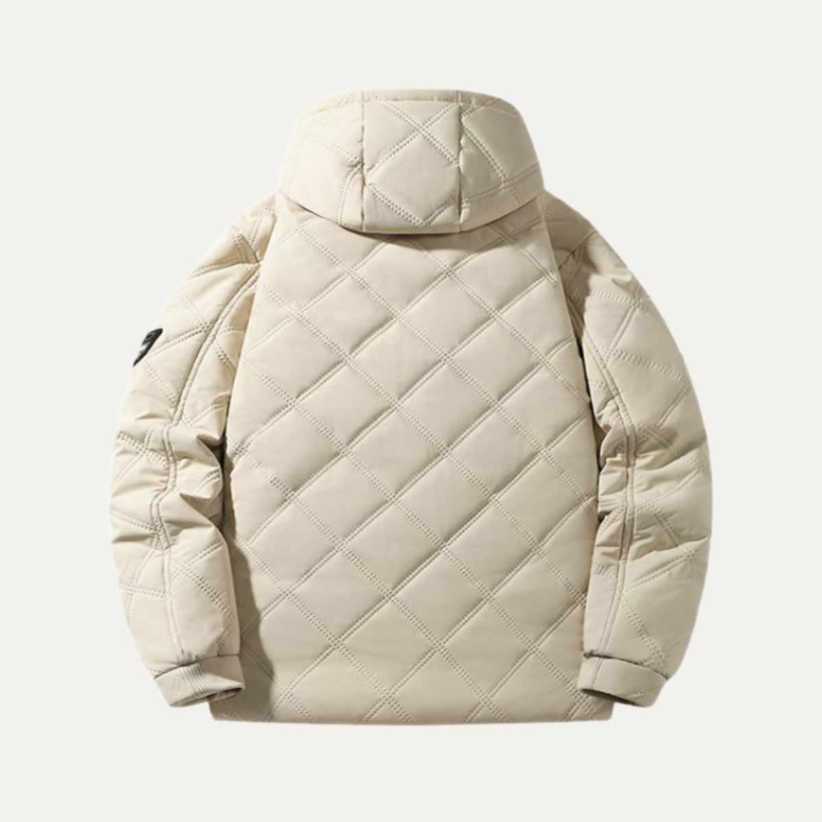 Axel | Men's Quilted Puffer Jacket Cream Fleece Lined Hooded