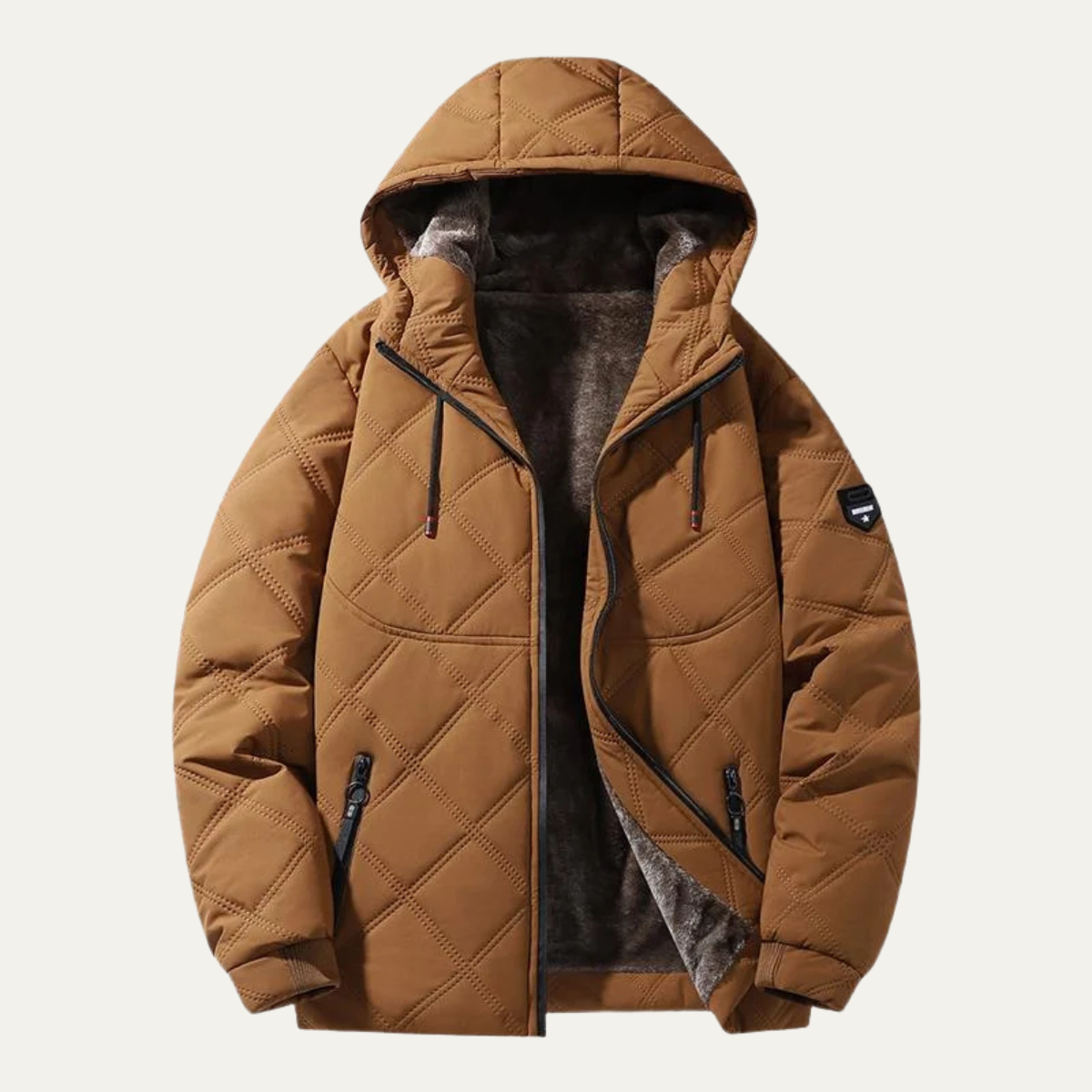 Ivo | Men's Quilted Puffer Jacket Black Fleece Lined Hooded