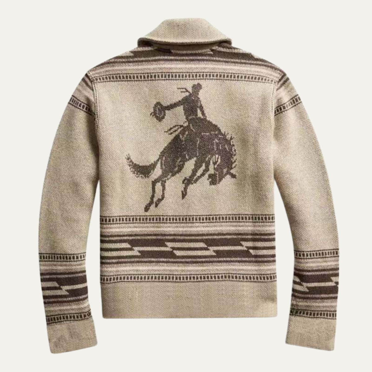 Nina | Men's Knit Cardigan Cream Shawl Collar Southwestern