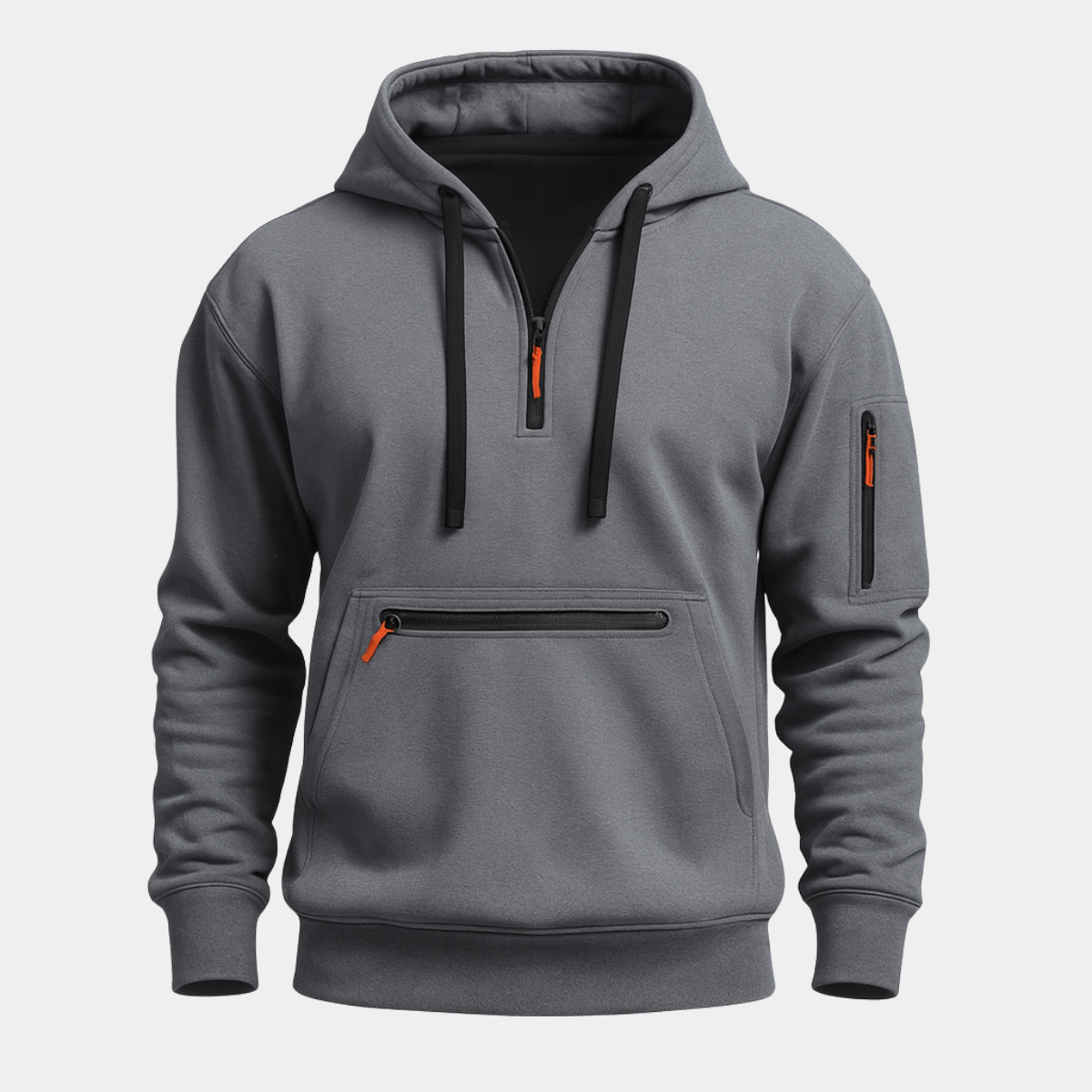 Beau | Men's Zip Up Hoodie Black Neon Details