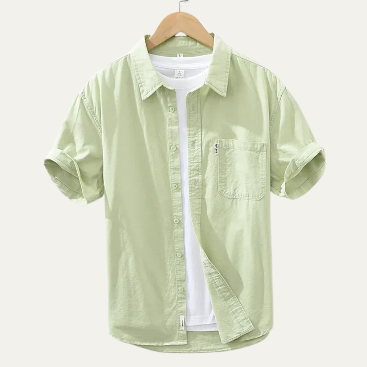 Sage | Men's Short Sleeve Button Up Shirt Light Green