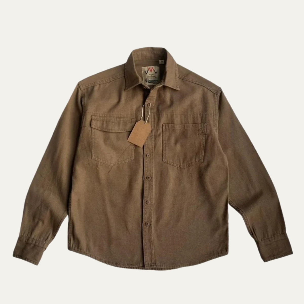 Axel | Men's Denim Shirt Khaki Button Up Long Sleeve