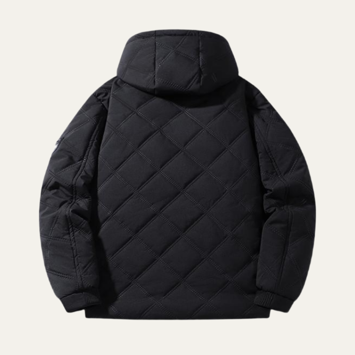 Ivo | Men's Quilted Puffer Jacket Black Fleece Lined Hooded