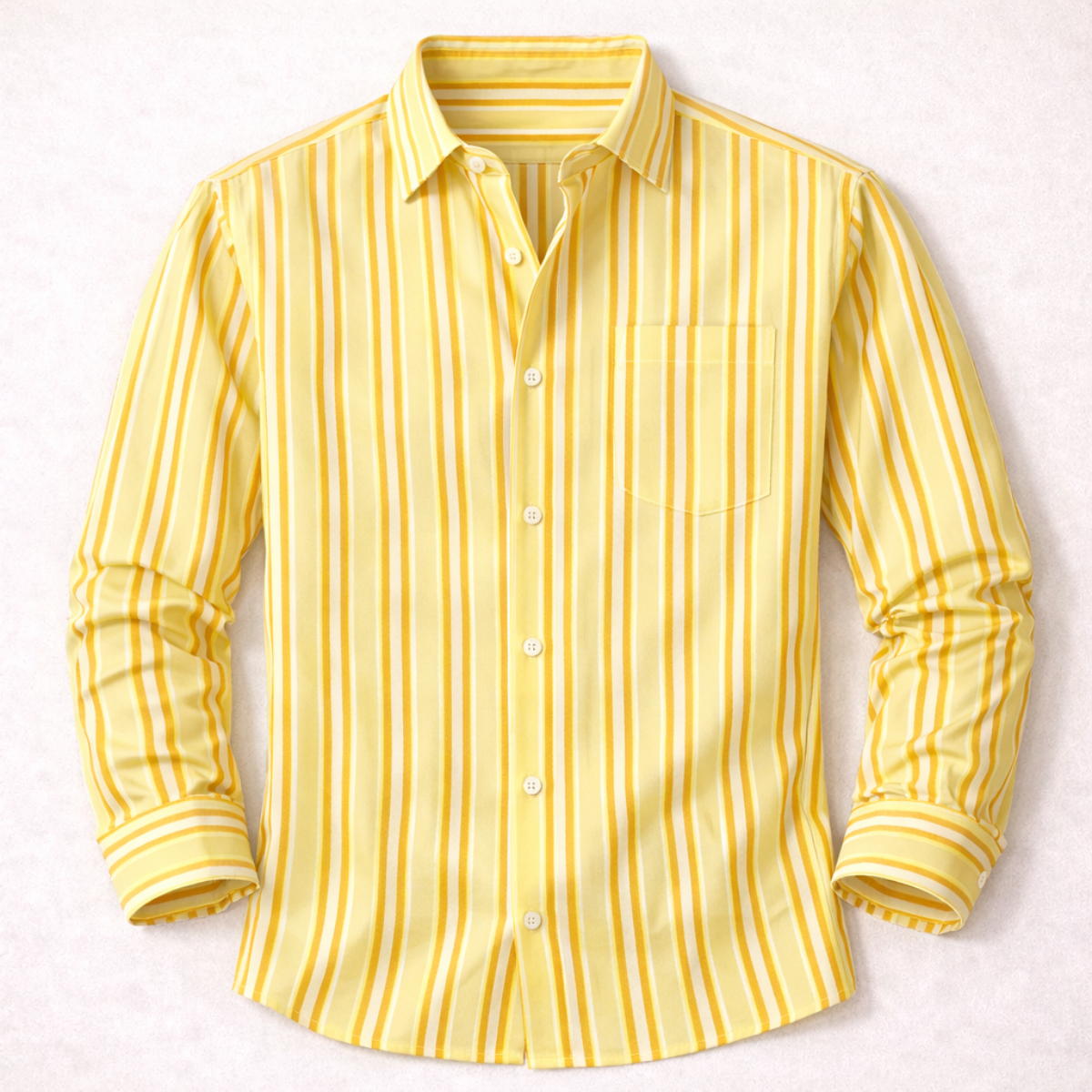 Ezra | Men's Dress Shirt Yellow Striped Long Sleeve