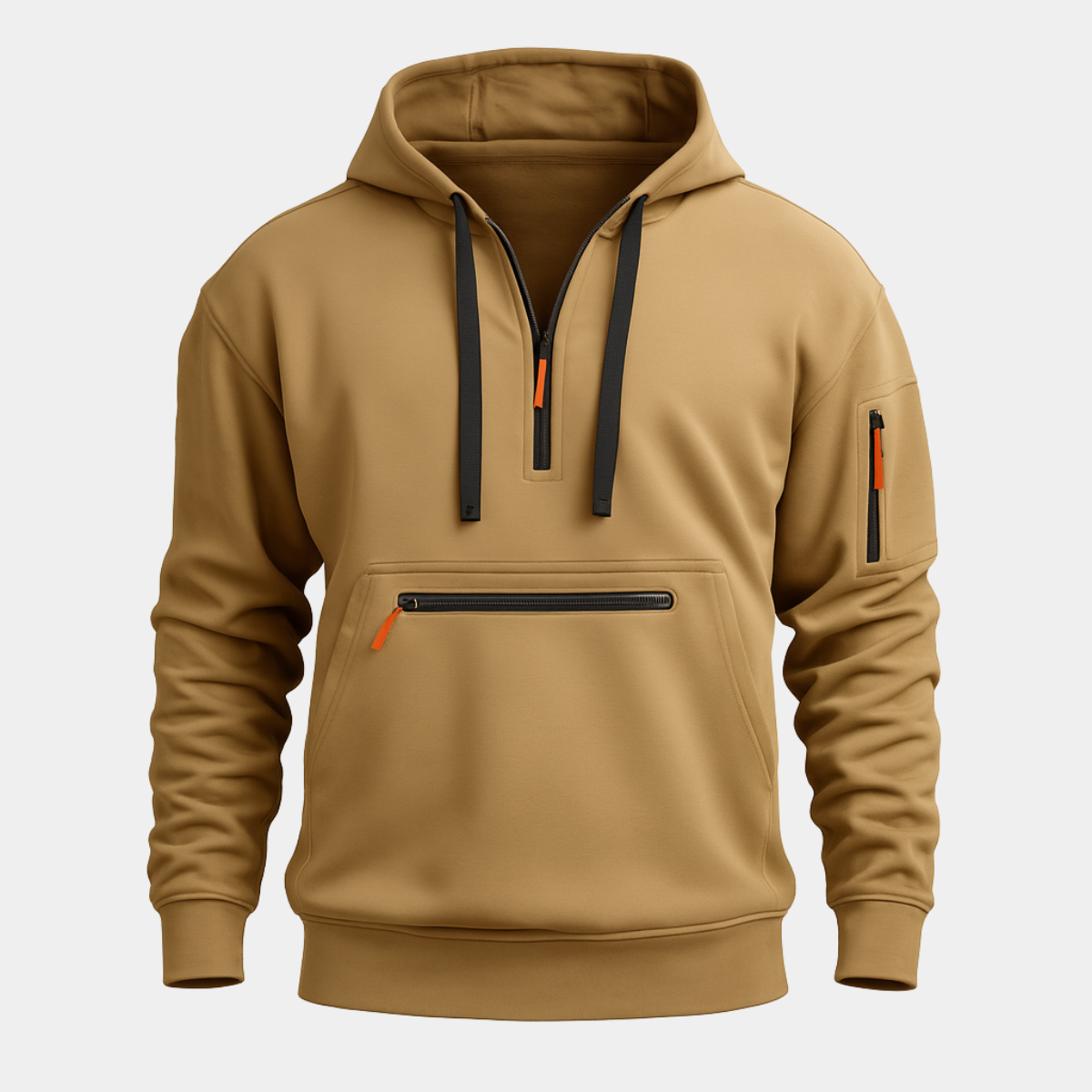 Beau | Men's Zip Up Hoodie Black Neon Details