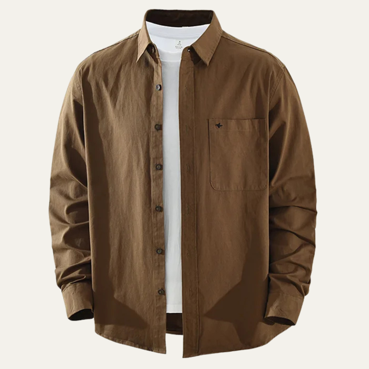 Jude | Men's Casual Button Up Shirt Khaki Long Sleeve