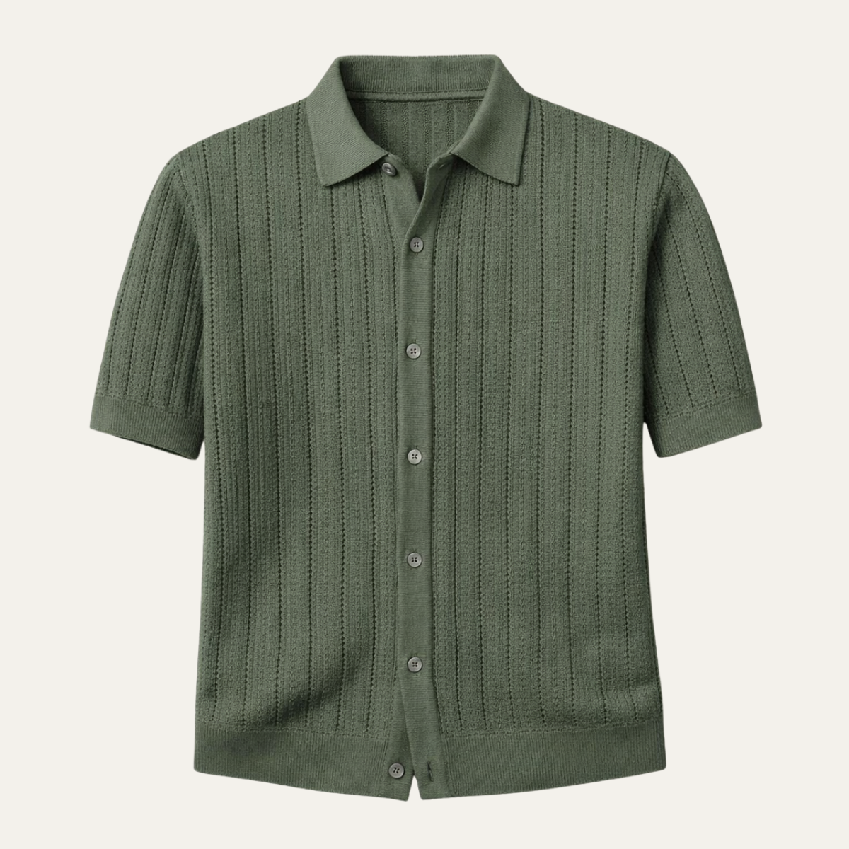 Sage | Men's Ribbed Knit Button Up Shirt Sage Green