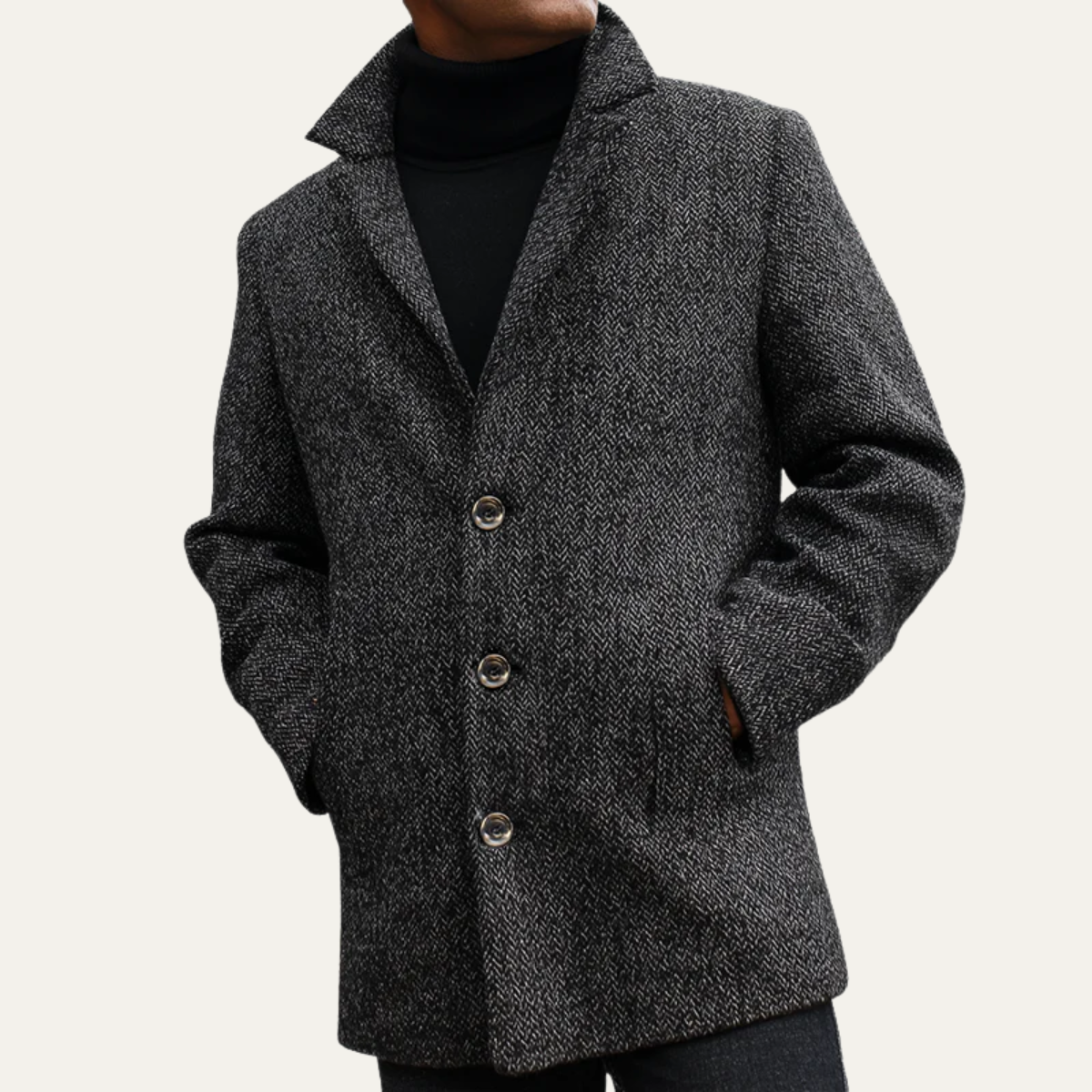 Ash | Men's Herringbone Wool Overcoat Gray