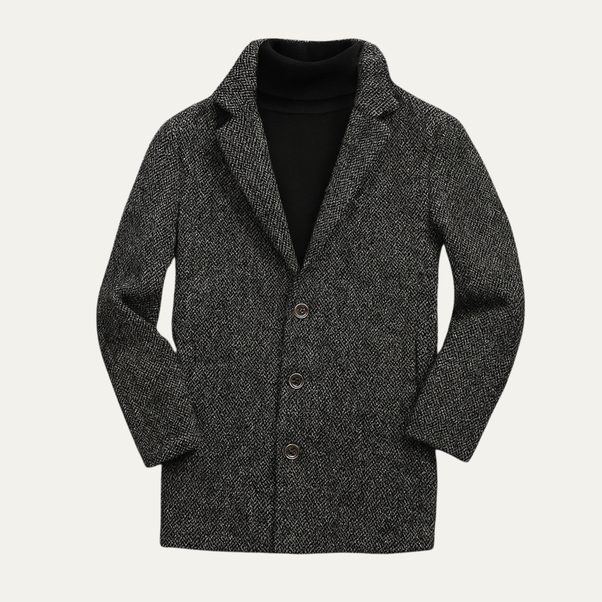 Ash | Men's Herringbone Wool Overcoat Gray