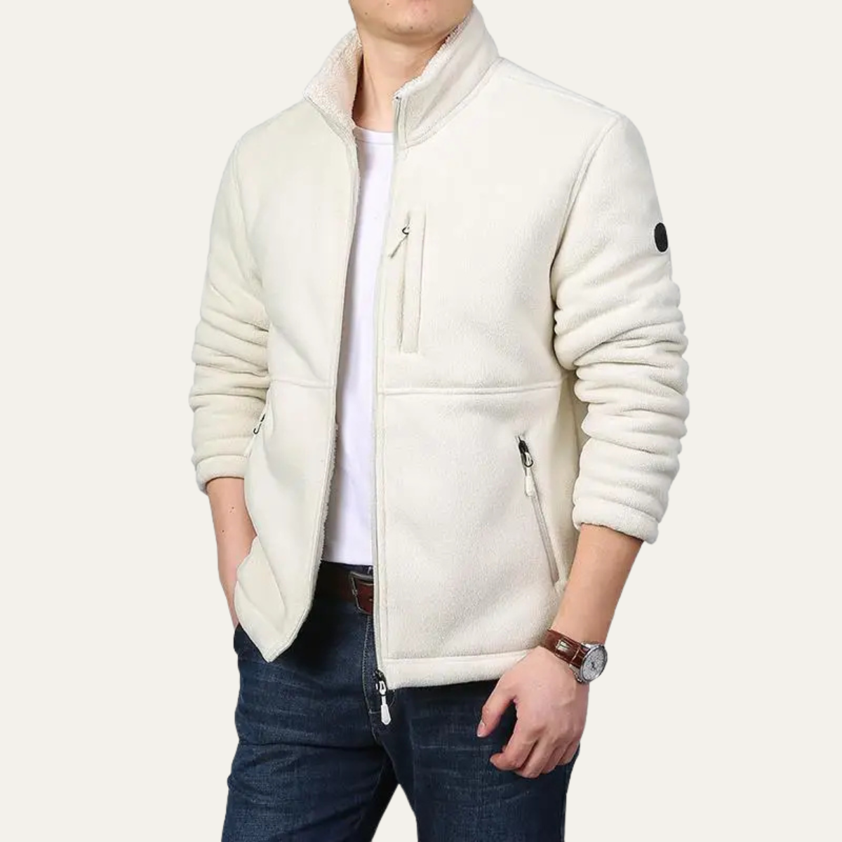 Lars | Men's Fleece Jacket Gray Sherpa Lined Zip Up