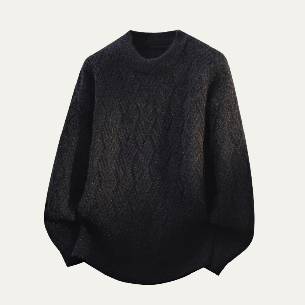 Jasper | Men's Crew Neck Sweater Black Cable Knit