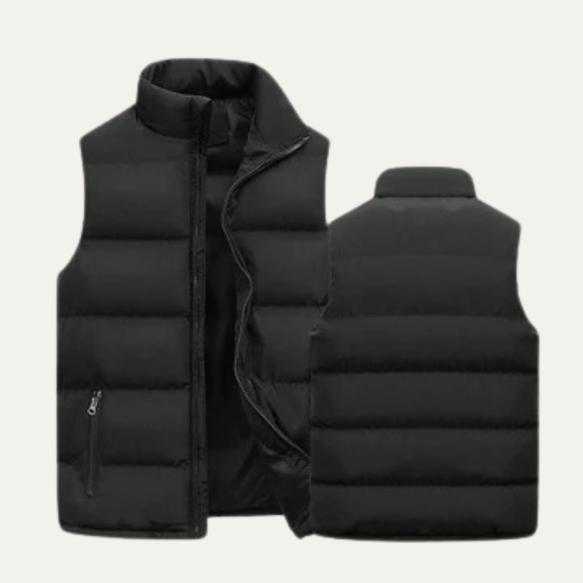 Ash | Men's Puffer Vest Black Quilted Zip Up