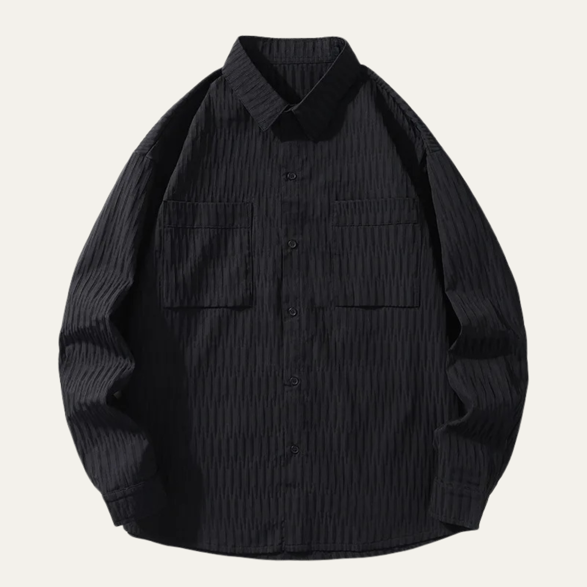 Beau | Men's Henley Shirt Black Long Sleeve